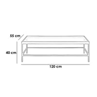 طاولة قهوة معدن وزجاج ذهبي - 120×55×40 سم