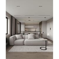 كنبة أربعة مقاعد خشب سويدي وكتان - رمادي