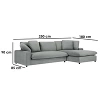 كنبة زاوية 90×180×250×85 سم- رمادي