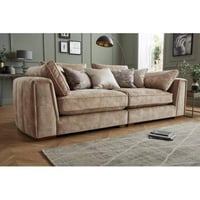 كنبة ثلاث مقاعد سويدي ومخمل - بيج