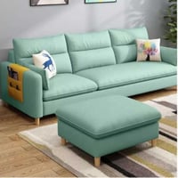 كنبة ثلاث مقاعد خشب سويدي ومخمل - أخضر