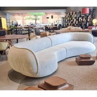 كنبة بأربعة مقاعد خشب سويدي و بوكليه - بيج