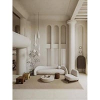 غرفة معيشة خشب سويدي وبوكليه قطعتين - اوف وايت