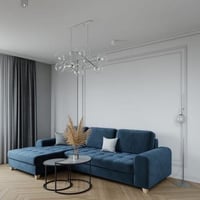 كنبة زاوية خشب سويدي و مخمل - ازرق