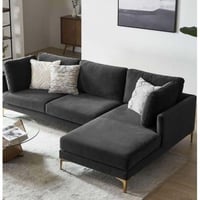 كنبة زاوية مخمل وام دي اف تايلاندي - أسود