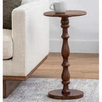 طاولة جانبية خشب طبيعي وخشب قشرة الجوز الطبيعي بني...