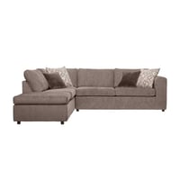 كنبة زاوية خشب فنلندي وكتان - بني