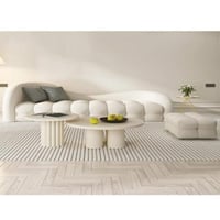 كنبة 3 مقاعد خشب سويدي وقماش بوكليه - اوف وايت