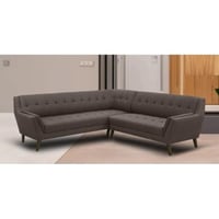 كنبة زاوية كتان وخشب سويدى - بنى