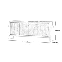 بوفية خشب سنديان طبيعي بني - 80×40×160 سم