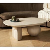 طاولة قهوة خشب طبيعي بيج - 40 ×60×120 سم