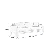 كنبة ثلاثة مقاعد ام دي اف تايلاندي وكتان - بيج