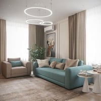 طقم غرفة قطعتين معيشة خشب سويدي و مخمل - ازرق وبيج