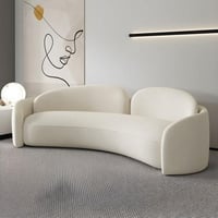 كنبة بثلاثة مقاعد خشب سويدي و مخمل - اوف وايت