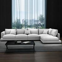 كنبة زاوية خشب سويدي و كتان - أبيض