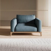 طقم غرفة معيشة قطعتين خشب سويدي و كتان - ازرق- من...