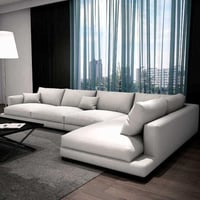 كنبة زاوية خشب سويدي و كتان - أبيض