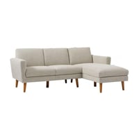 كنبة زاوية خشب سويدي وكتان - بيج وبني