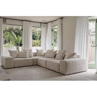 كنبة زاوية كتان و سويدي - بيج