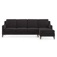 كنبة زاوية خشب فنلندي وكتان - رمادي