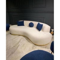 كنبة 4 مقاعد خشب سويدي مع قماش بوكليه - اوف وايت