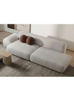 كنبة 4 مقاعد خشب سويدي وكتان بيج - 250×80×80 سم