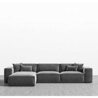 كنبة زاوية خشب سويدي ومخمل - رمادي