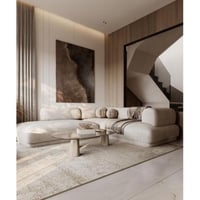 كنبة زاوية خشب سويدي وكتان - بيج