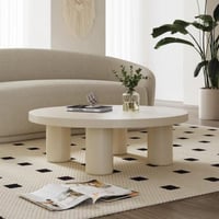 طاولة قهوة الخشب ام دي اف أبيض - 100×35×100 سم