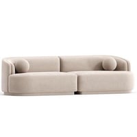 كنبة بثلاثة مقاعد خشب سويدي و شانيل - بيج