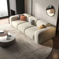 كنبة بثلاثة مقاعد خشب سويدي و شانيل - بيج