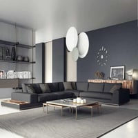 كنبة زاوية خشب سويدي و كتان - رمادي