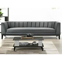 كنبة ثلاث مقاعد خشب سويدي ومخمل - رمادي