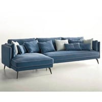 كنبة زاوية ام دي اف تايلاندي و كتان- أزرق