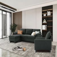 طقم غرفة معيشة ام دي اف تايلاندي و مخمل 3 قطع - رم...