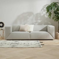 كنبة 3 مقاعد خشب سويدي و ام دي اف تايلاندي وكتان ر...