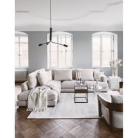 كنبة ركنة خشب سويدي وكتان - بيج