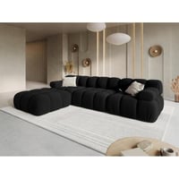 كنب زاوية خشب فنلندي و مخمل - اسود