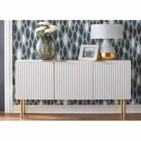 بوفية خشب و حديد 160×40×90 سم - أبيض وذهبي