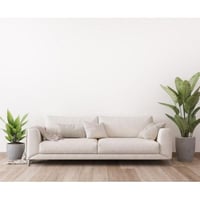 كنبة ثلاث مقاعد كتان وخشب سويدي - بيج