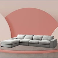 كنبة زاوية خشب سويدي مخمل - رمادي