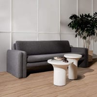 كنبة ثلاث مقاعد كتان خشب سويدي رمادي