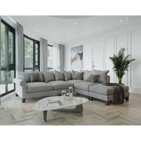 كنبة زاوية خشب سويدي و كتان - رمادي