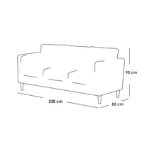 كنبة ثلاث مقاعد خشب سويدي ومخمل - أزرق