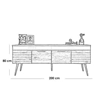 بوفيه خشب بيج و اسود - 200×45×80 سم