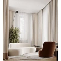 غرفة معيشة خشب سويدي ومخمل قطعتين - اوف وايت و بني