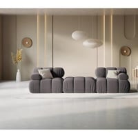 كنبة اربع مقاعد خشب فنلندي و مخمل - رمادي