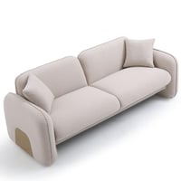 كنبة ثلاثة مقاعد ام دي اف تايلاندي وكتان - بيج