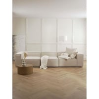 كنبة أربعة مقاعد خشب سويدي وكتان - اوف وايت