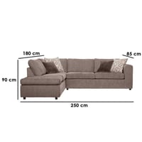 كنبة زاوية خشب فنلندي وكتان - بني